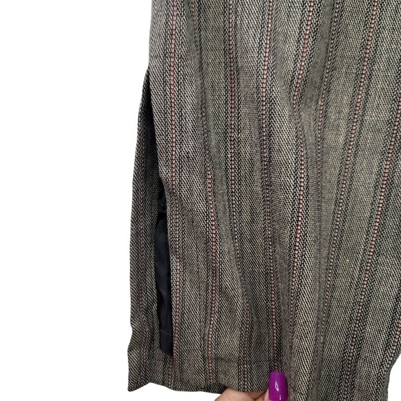 Harve Benard Lined Wool Slit Hem Cropped Pants 12 Striped Gray Professional - Picture 6 of 13